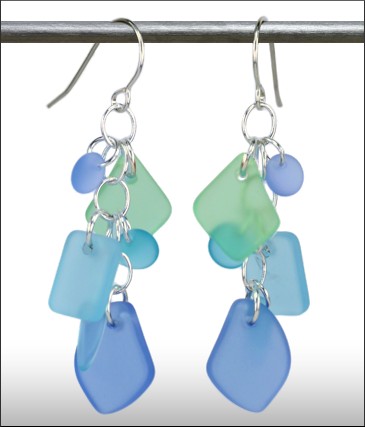 Beautiful blue sea glass earrings